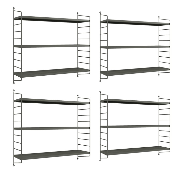 Set 4 buc raft perete, en.casa, PXSL-0204 Strangnas, 50 x 60 x 15 cm, 5 kg, otel, antracit