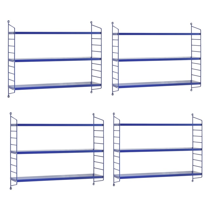 [en.casa] Fali polc 4-es szettben Strängnäs 50 x 60 x 15 cm acél kék