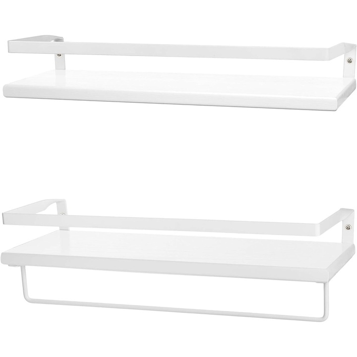 Set 2 rafturi baie bucatarie 60 cm Alb-Alb