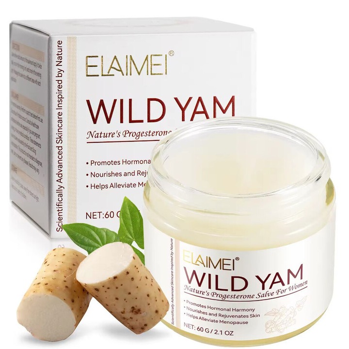 Prémium krém 100%-ban természetes progeszteron összetevőkből, amely enyhíti a menstruációt vagy a menopauzát, Elaimei 60 g