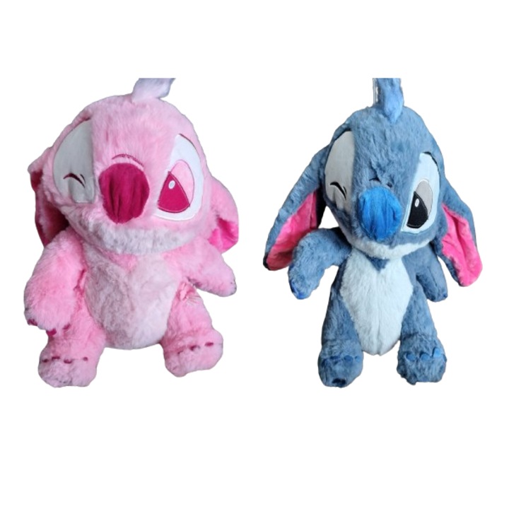 Set 2 Jucarie plush stich VICTINY ® 30 cm /roz pufos si 30 cm / albastru deschis