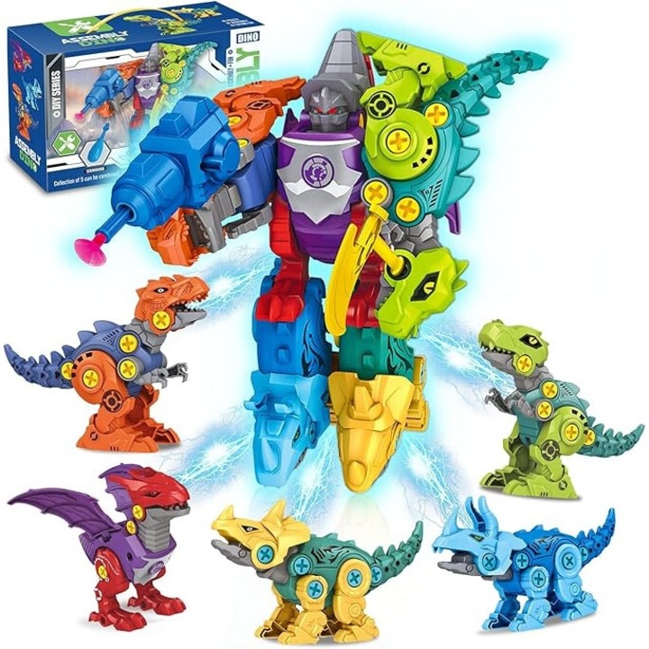 Играчка робот 5 в 1, Cozevdnt, трансформируем робот, 5 фигурки, 3-7 години