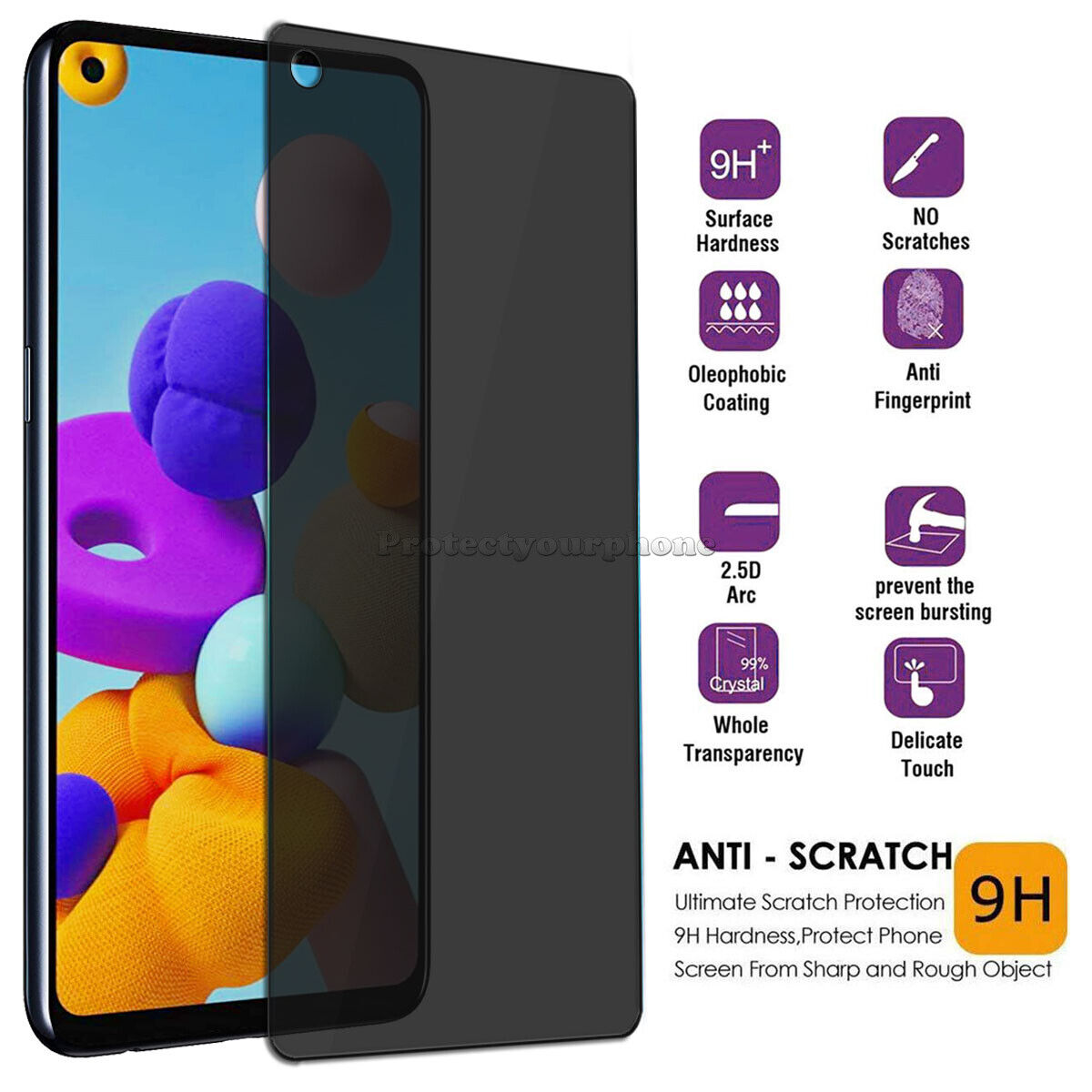 Folie Privacy Compatibila cu XIAOMI 11LITE, Full Cover, 6D, Calitate Premium