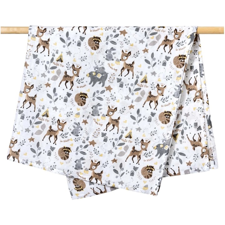 Muszlin pelenka, pelenkás takaró 120x120 cm Magical Woodland