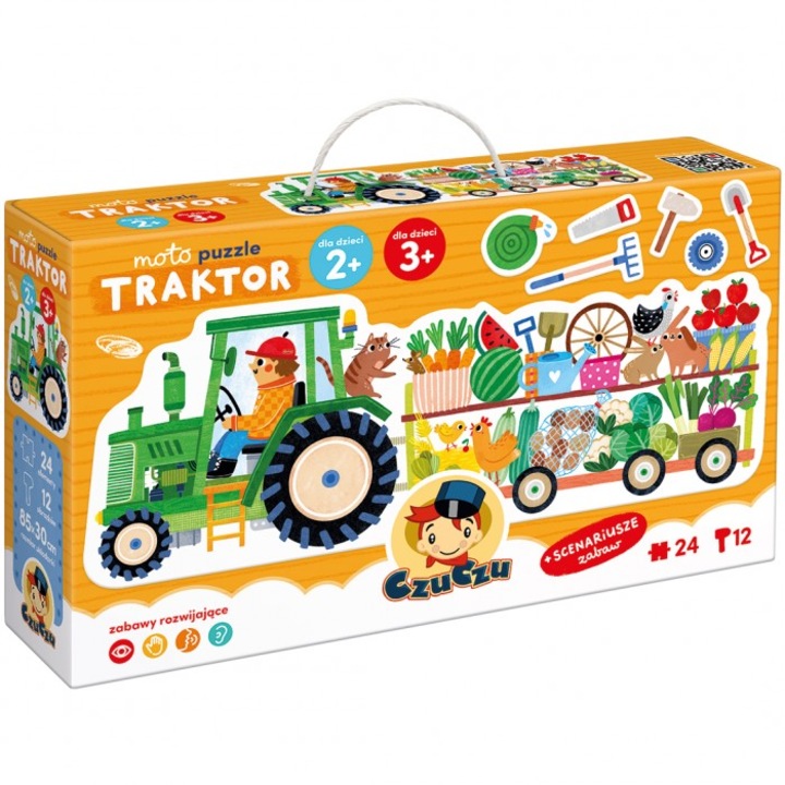 Пъзел 24 части Traktor, Bright Junior Media, 85x30cm, с цветни картинки, за деца 2+