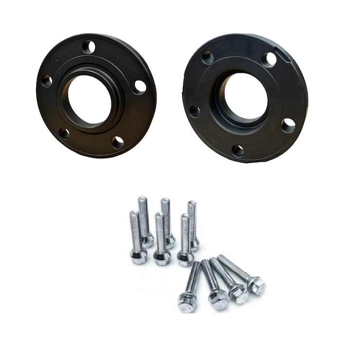 Set 2 distantiere 5X120 compatibile BMW cu latime 2cm si diametru 72, 6mm + 10 prezoane lungi M12x1.5 50mm parte filetanta