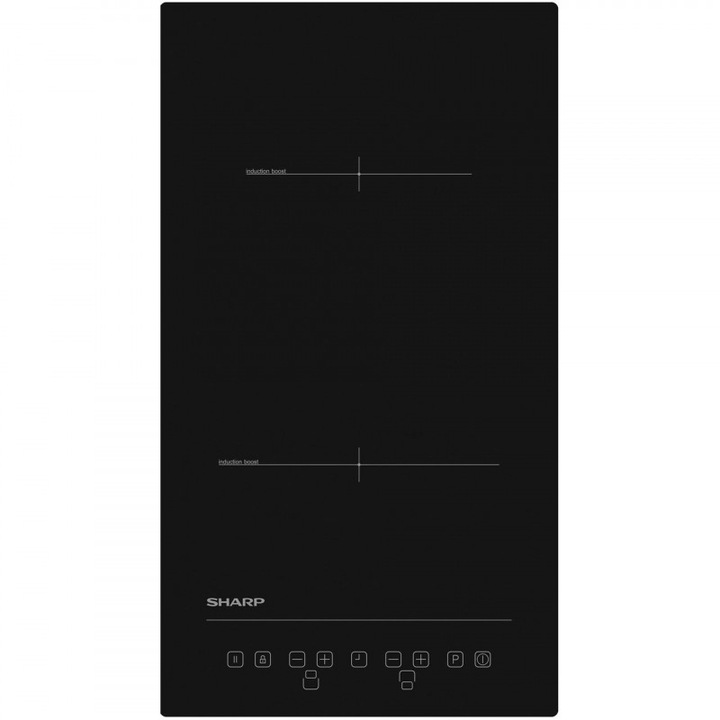 Керамичен плот за вграждане Sharp KH-3I25NT0K-EU, 3500W, 2 зони, 9 степени, Таймер, Booster, Индукционен, Черен