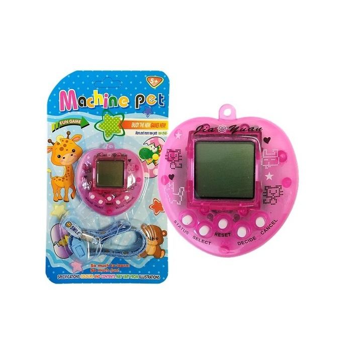 Tamagotchi interaktív játék, madzaggal, rózsaszín, gyerekeknek