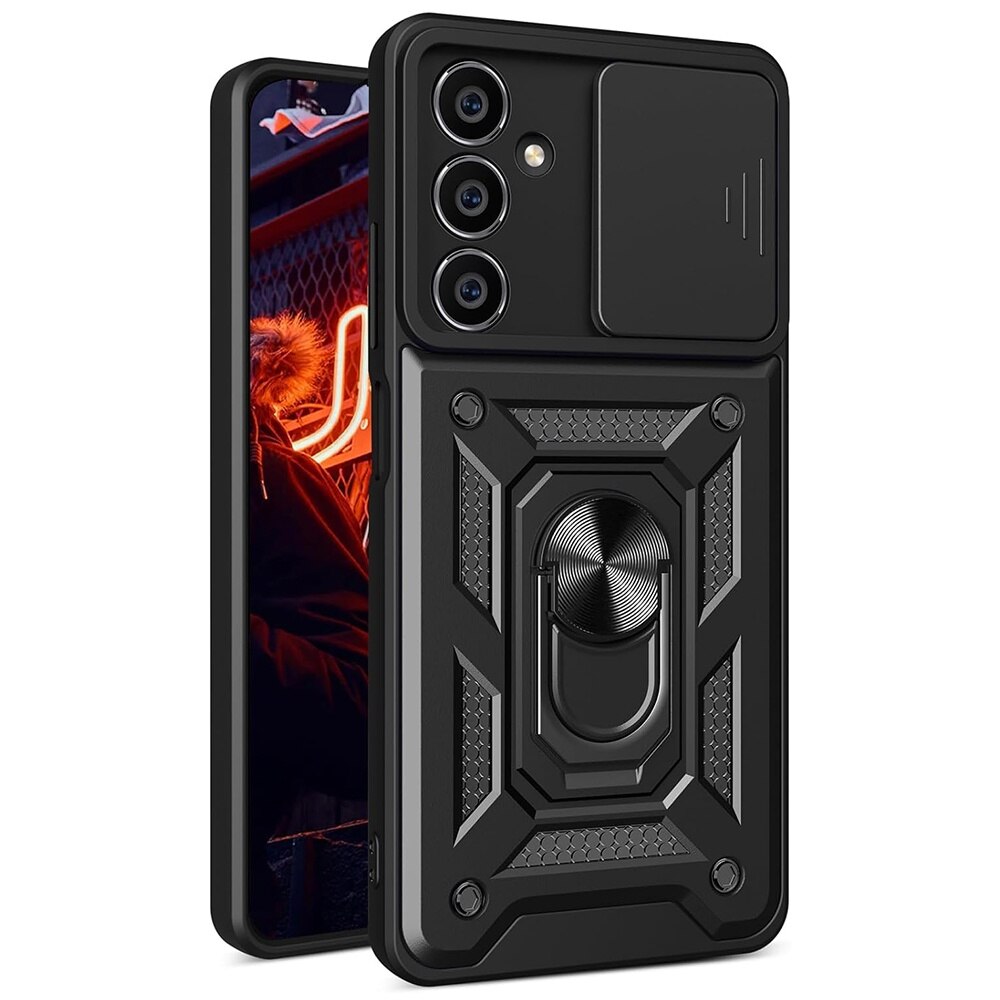 Husa pentru Samsung Galaxy S23 FE Premium Hybrid Armor Kickstand, Slider Camera, Antisoc, Protectie Superioara, Negru