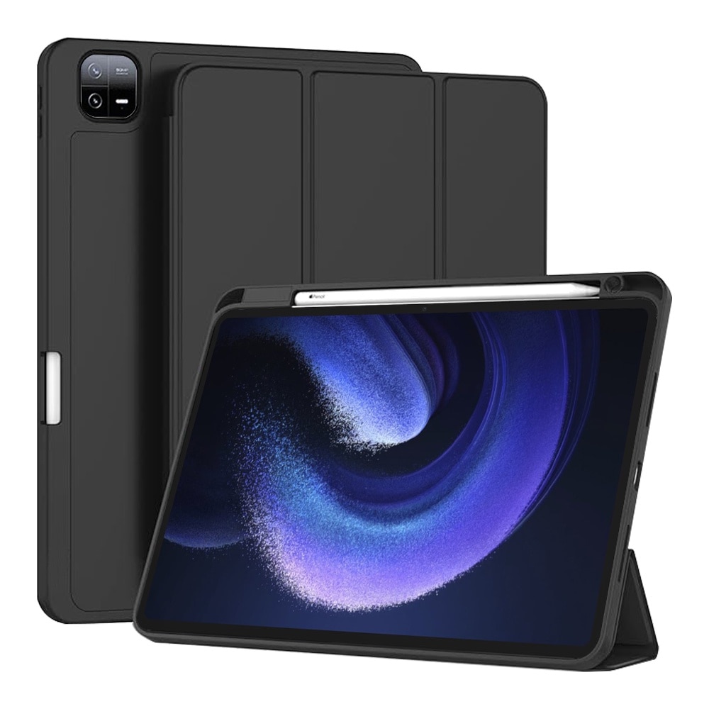 Husa pentru Xiaomi Pad 6 Pad 6 Pro Soft Shell cu functie wake-up/sleep si compartiment pentru stylus tip stand - negru