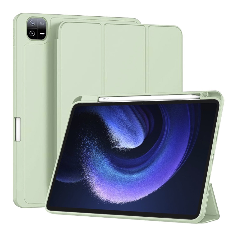 Husa pentru Xiaomi Pad 6 Pad 6 Pro Soft Shell cu functie wake-up/sleep si compartiment pentru stylus tip stand - verde deschis