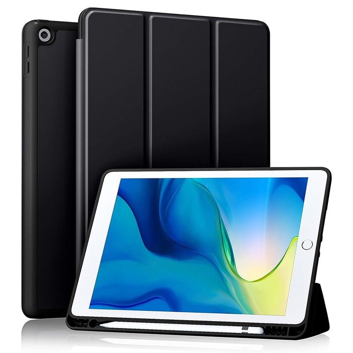 Husa pentru iPad 10.2 (2019 / 2020 / 2021), Techsuit Flex Trifold, Black