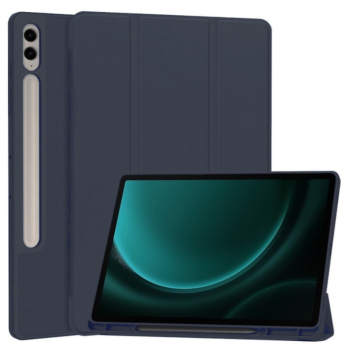 Husa pentru tableta Samsung Galaxy Tab S9 FE Plus, Accesorio Flex Trifold Pen, Dark Blue