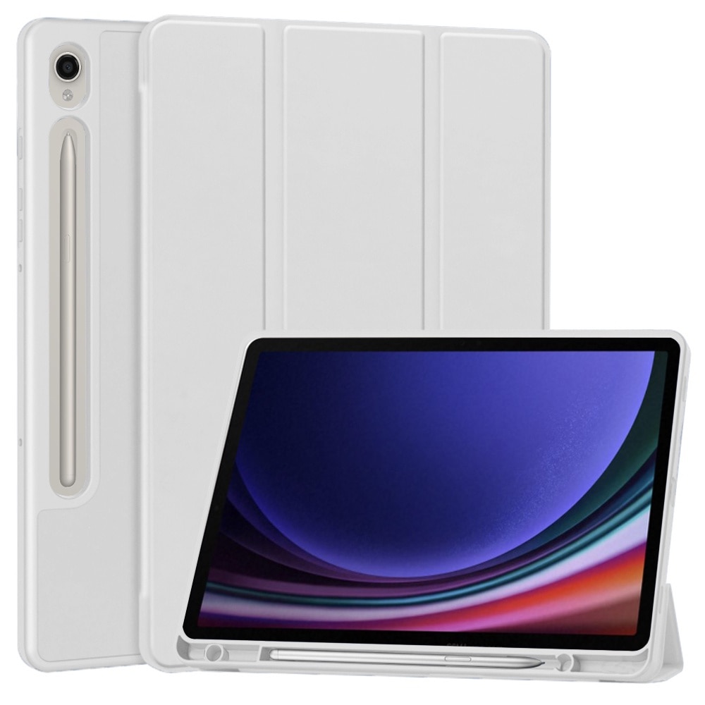 Husa pentru Samsung Galaxy Tab S9 / S9 FE usoara si subtire cu functie wake-up/sleep si compartiment pentru stylus tip stand - gri