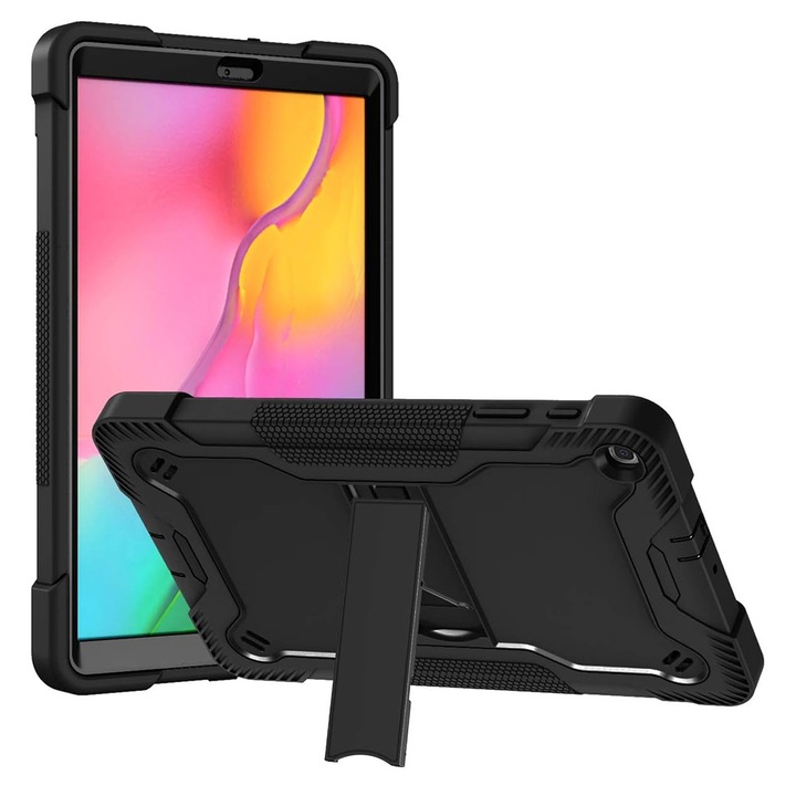 Husa Cu Grad Ridicat de Protectie pentru Samsung Galaxy Tab A 10.1 2019 T510/T515 + Folie, Petite Tuds, Rugged TabShell, K29, Hard Plastic, Intense Dark