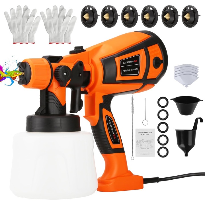 Elektromos festékszóró pisztoly, VINTOP®, 700 W, festékáramlás 0-1200 ml/perc, tál 1400 ml, 6 festékfúvóka