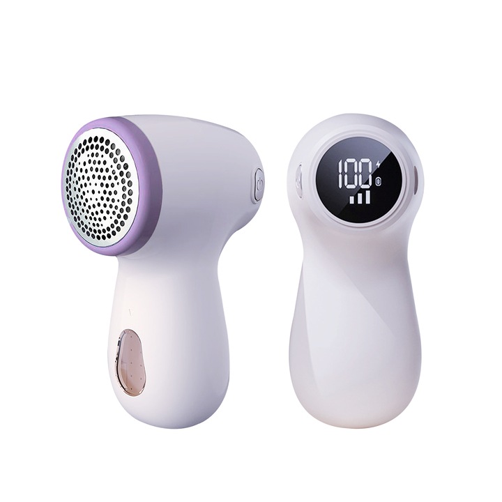 Szösztisztító, Qtensivize, Vezeték nélküli, Újratölthető, LED kijelző, 3 sebességfokozat, Rozsdamentes pengék 6 éllel, Világos lila