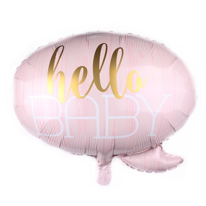 Balon din Folie Metalizata, Flippy, Figurina Norisor, Tema Hello Baby, 59x50 cm, Ambalaj Individual, Pai Inclus, Umflare cu Aer sau Heliu, Roz