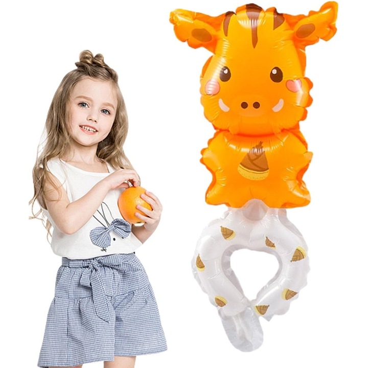 Original - Balon din Folie Metalizata, Southern Sky, Figurine Animalute, Tip Bratara, Model Girafa, 13 x 35 cm, Ambalaj Individual, Pai Inclus, Umflare cu Aer sau Heliu, Maro