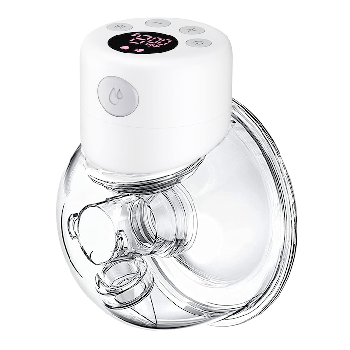 Hordozható elektromos mellszívó, 9 intenzitási fokozat, 2 üzemmód, alacsony zajszint, újratölthető, LED kijelző, űrtartalom 180 ml, könnyen tisztítható, visszafolyásgátló kialakítás, OUYLAF, fehér