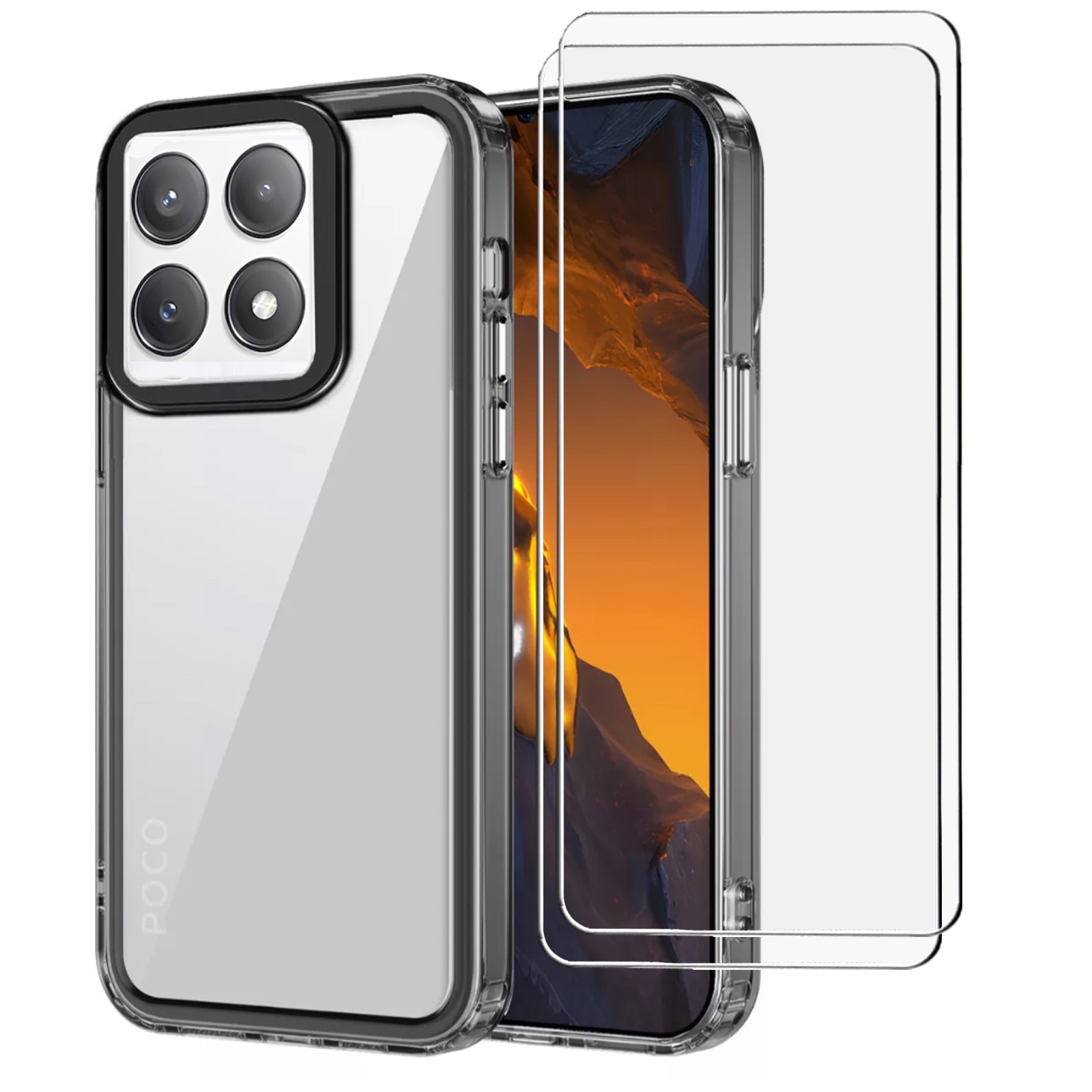 Husa pentru Xiaomi Redmi Note 13 4G, Husa telefon rezistenta la socuri si 2 folie securizata, Negru