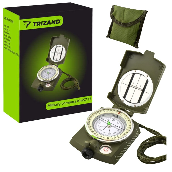 Busola Militara, Carcasa din Metal, Impermeabil, Corectarea Declinatiei, Cadran Plutitor, Pentru Supravietuire, Drumetii, Camping