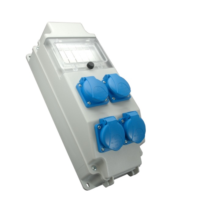 Tablou organizare santier, 4 prize schuko, 16A, cu loc pentru sigurante, 5 module, IP54, ROS 5/x-16/S