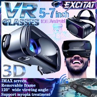 Ochelari VR, VR PARK, Excitat®, Bluetooth Controller, Compatibil 5 – 7” inch, design ergonomic, Realitate Virtuala Jocuri, Video, Filme, Universal, Android/iOS, Negru