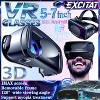 Ochelari VR 3D Excitat®Pentru Telefon, Bluetooth Controller, Compatibil 5 – 7” inch, Realitate Virtuala Jocuri, Video, Filme, Universal, IOS, Android, ABS, Negru