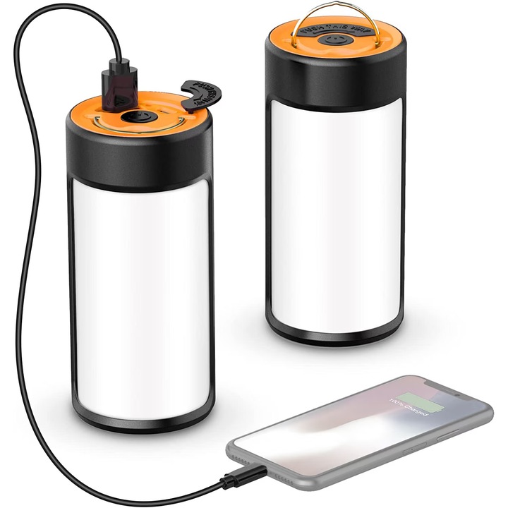 Фенер за къмпинг, Elindor, акумулаторен модел с функция Power Bank, LED, водоустойчив, бял