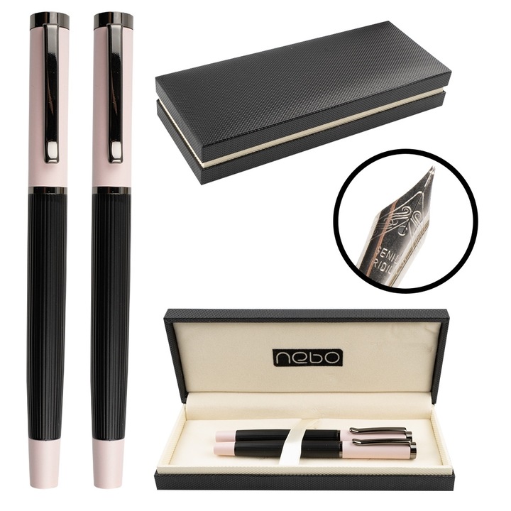 Комплект химикал + розов стилус, черен калъф - NEBO