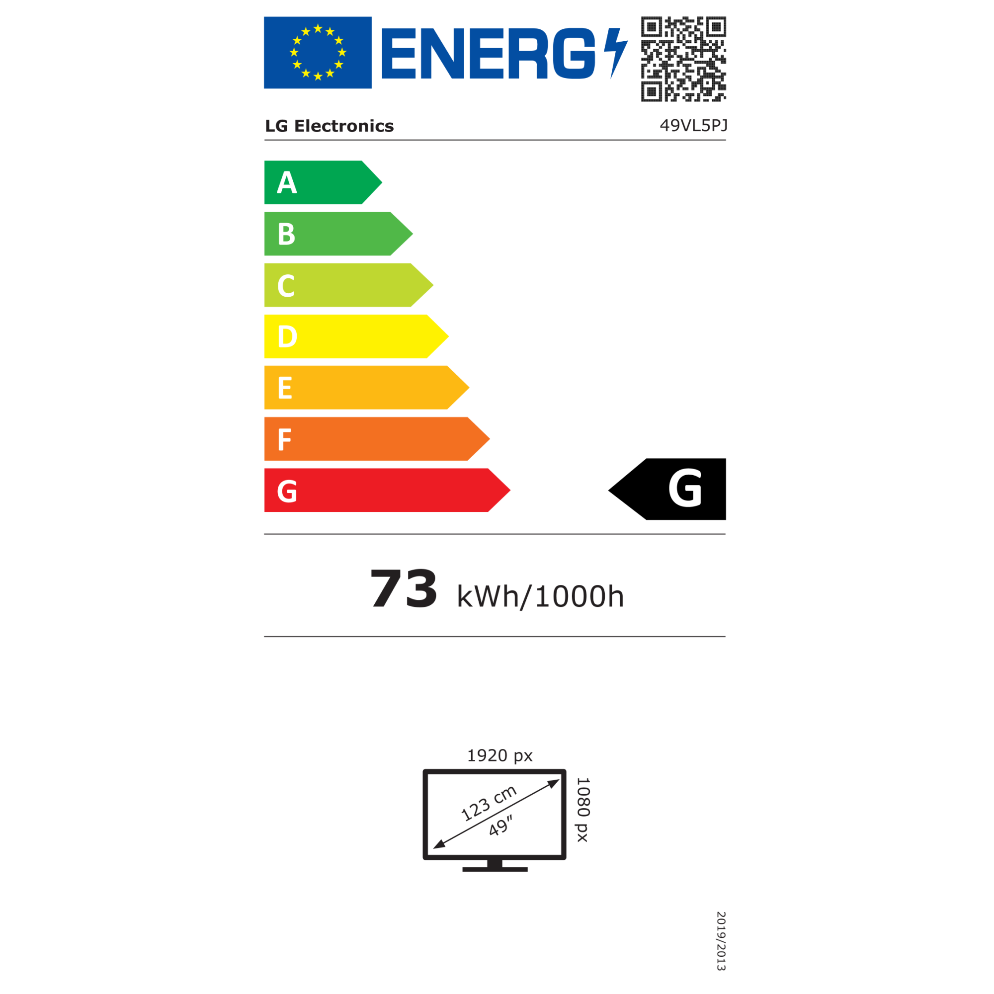 Televizor, LG, 49VL5PJ-A, 124,5 cm, 500 cd/m², Full HD, Negru