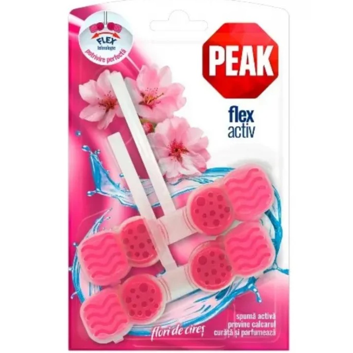 Odorizant toaleta Peak Flex activ flori de cires 2x48 g
