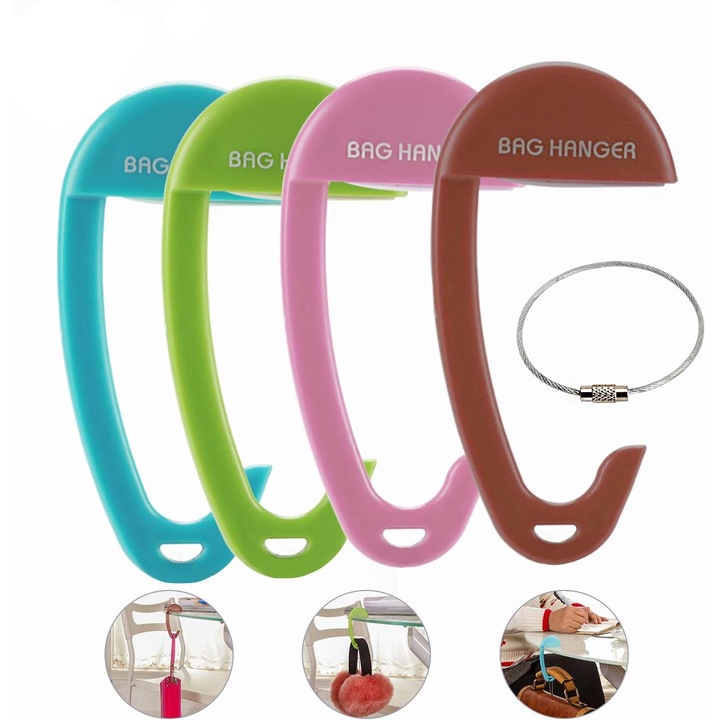 Set 4 Carlige pentru geanta de mana, Portabile, Multicolor
