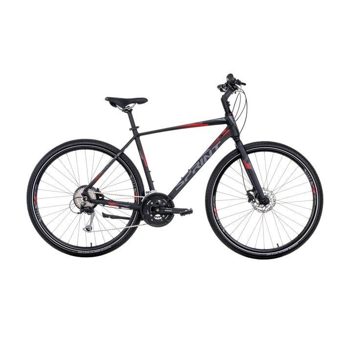 Трекинг велосипед SPRINT SINTERO RIGID FORK 28", 520 мм, Черен/бял