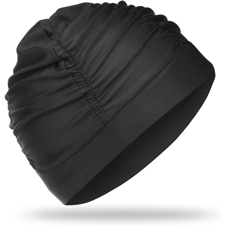 Úszósisak, Jenuos, aqua-sport, hosszú hajra, nagy rugalmasság, unisex, poliészter, fekete