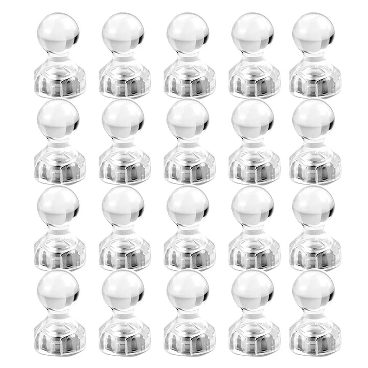 Комплект от 20 декоративни магнита, прозрачни, във формата на пешка, 17x11 mm
