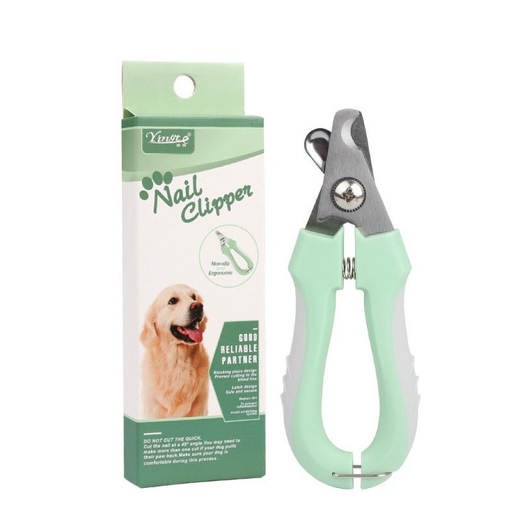 Cleste de taiat unghii animale, margine rotunjita, verde menta