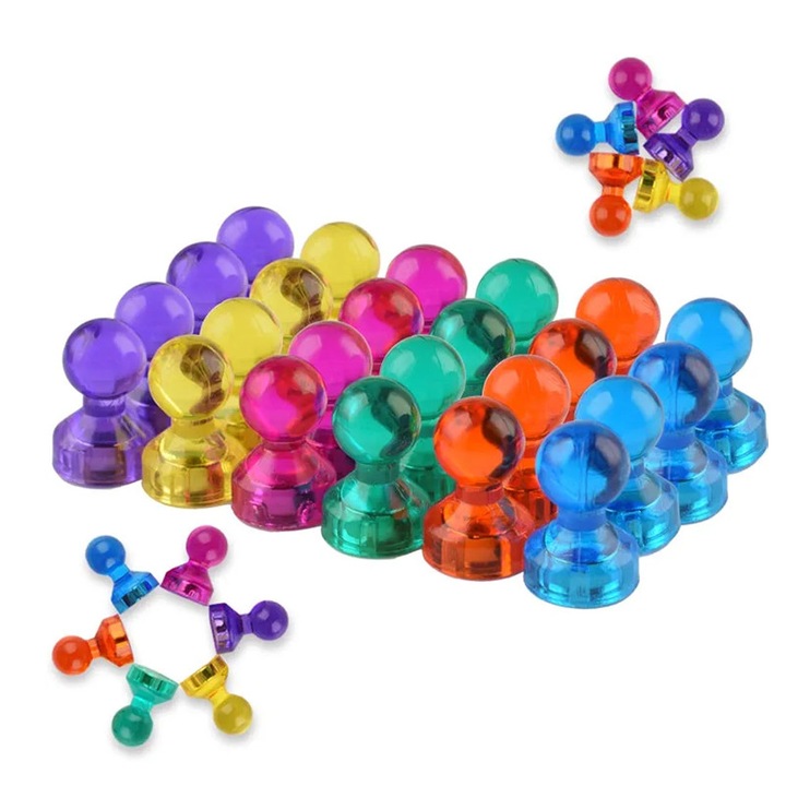 Set 24 Magneti Decorativi, Forma de Pion, Multicolor, 11x17mm, WANDAVICTA®, Pentru Acasa, Birou, Frigider​