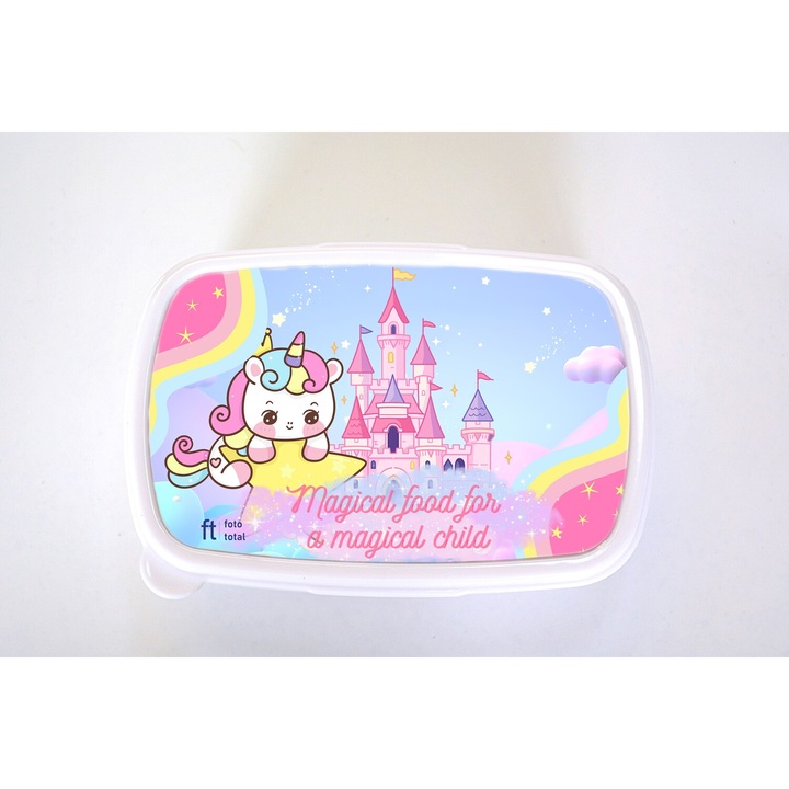 Lunchbox pentru copii, Magical food for a magical child, unicorn, roz