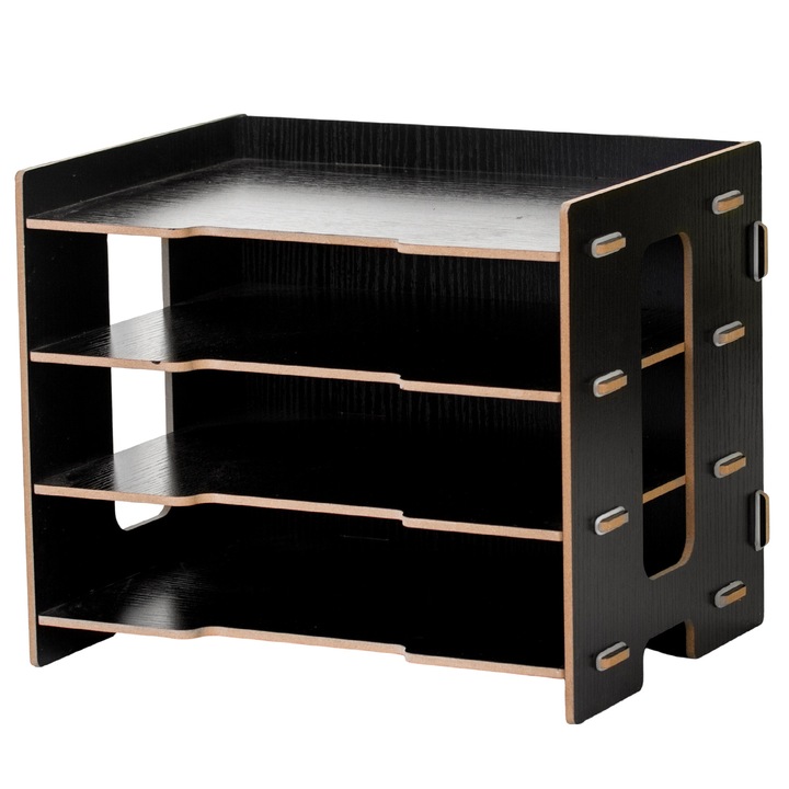 Suport de depozitare, MEEQIAO, MDF, dimensiuni 27 x 32,5 x 25 cm, negru