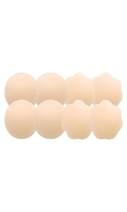 8 db JENUOS® szilikon mellpárna készlet, láthatatlan, újrafelhasználható, erős ragasztó, univerzális méret, bézs