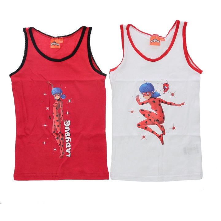 Két sokszínű felső készlet, 100% pamut, Love, Miraculous LadyBug, Többszínű