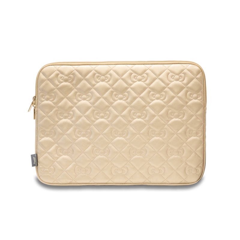 Husa pentru Laptop, 14" - Hello Kitty Sleeve Zip PU Quilted Bows (HKCSZPEKHBPD) - Gold