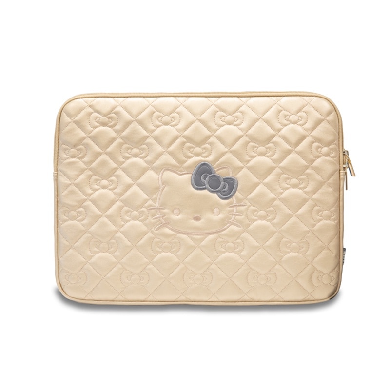 Husa pentru Laptop, 14" - Hello Kitty Sleeve Zip PU Quilted Bows (HKCSZPEKHBPD) - Gold