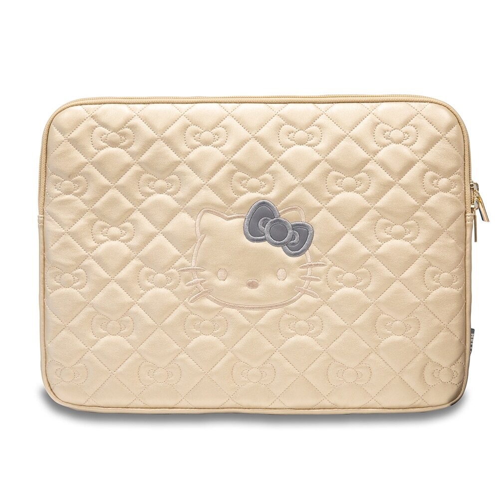 Husa pentru Laptop, 14" - Hello Kitty Sleeve Zip PU Quilted Bows (HKCSZPEKHBPD) - Gold