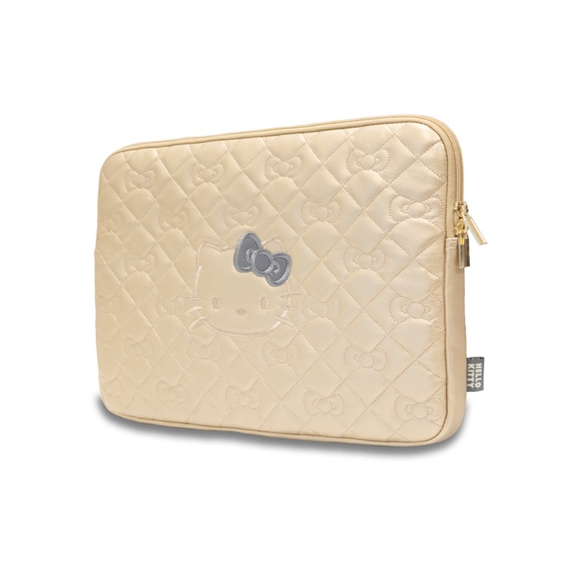 Husa pentru Laptop, 14" - Hello Kitty Sleeve Zip PU Quilted Bows (HKCSZPEKHBPD) - Gold