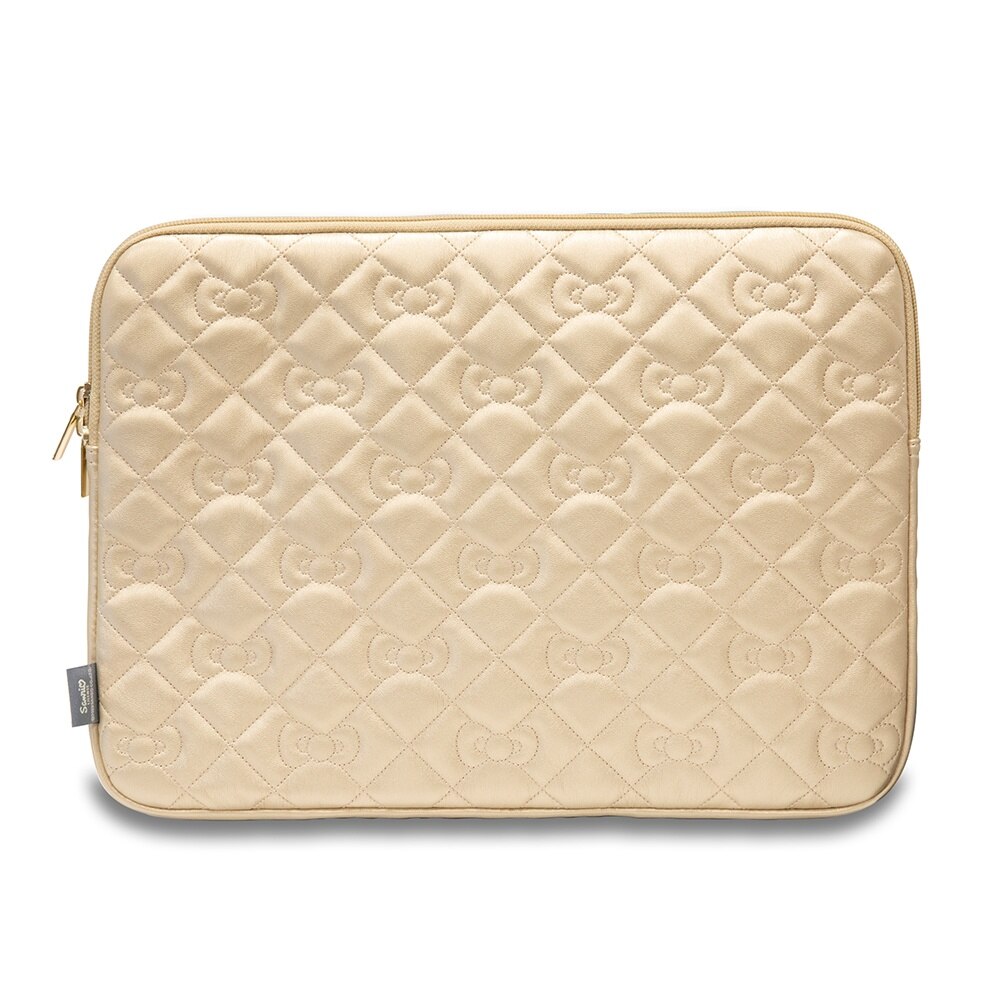 Husa pentru Laptop, 14" - Hello Kitty Sleeve Zip PU Quilted Bows (HKCSZPEKHBPD) - Gold