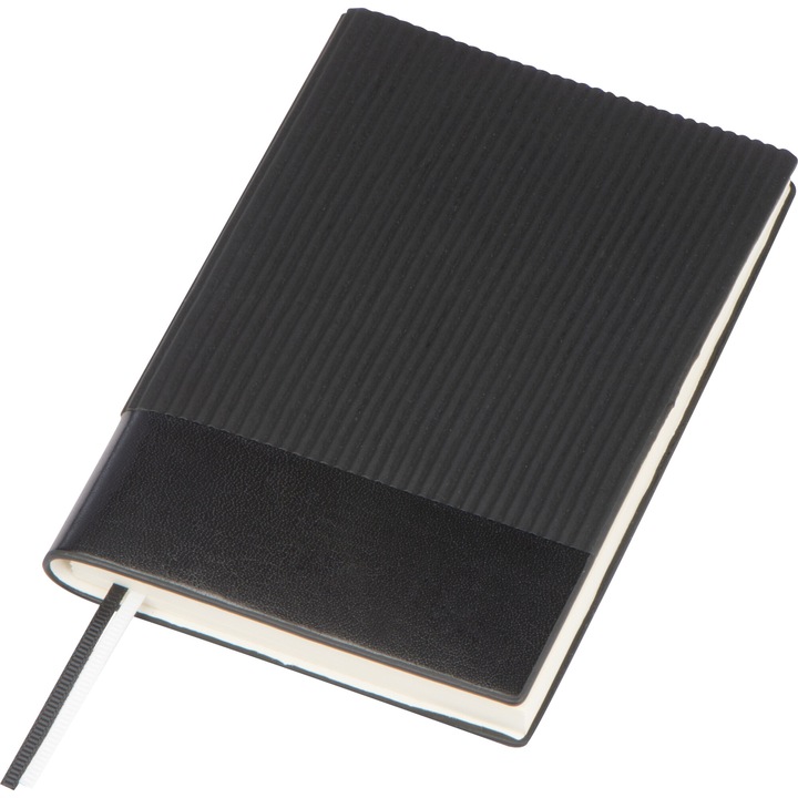 Caiet Elverum A6 in carouri, cu coperta PU, 160 pagini, negru