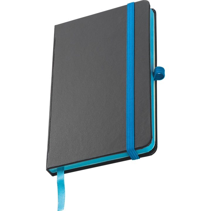 Rostok A6 vonalas jegyzetfüzet, kívül fekete PU borítóval, 160 oldal, türkiz